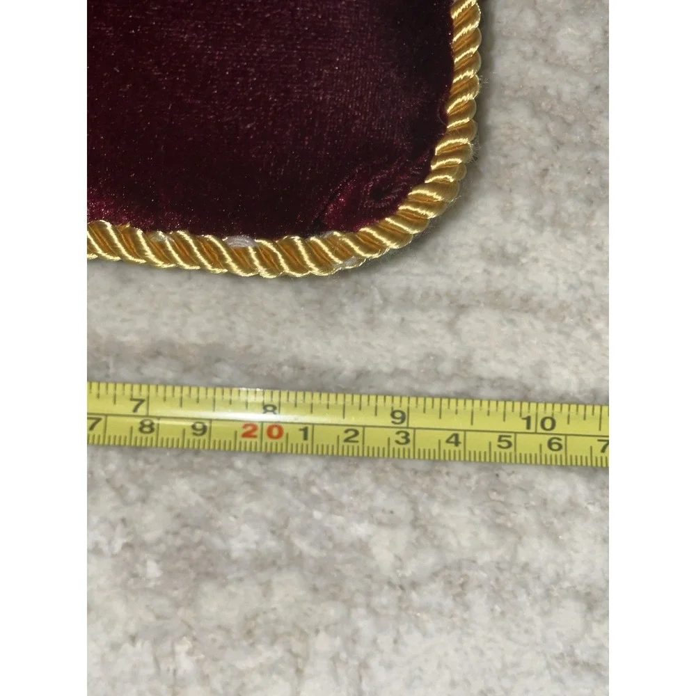 Mini Burgundy Velvet Happy Holidays Christmas Door Hanger Pillow Gold Cord Trim